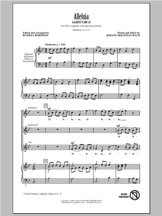 Produktgalerie: Seite 1 von 1 Alleluia (from Motet VI, BWV 230), Russell Robinson, Chor