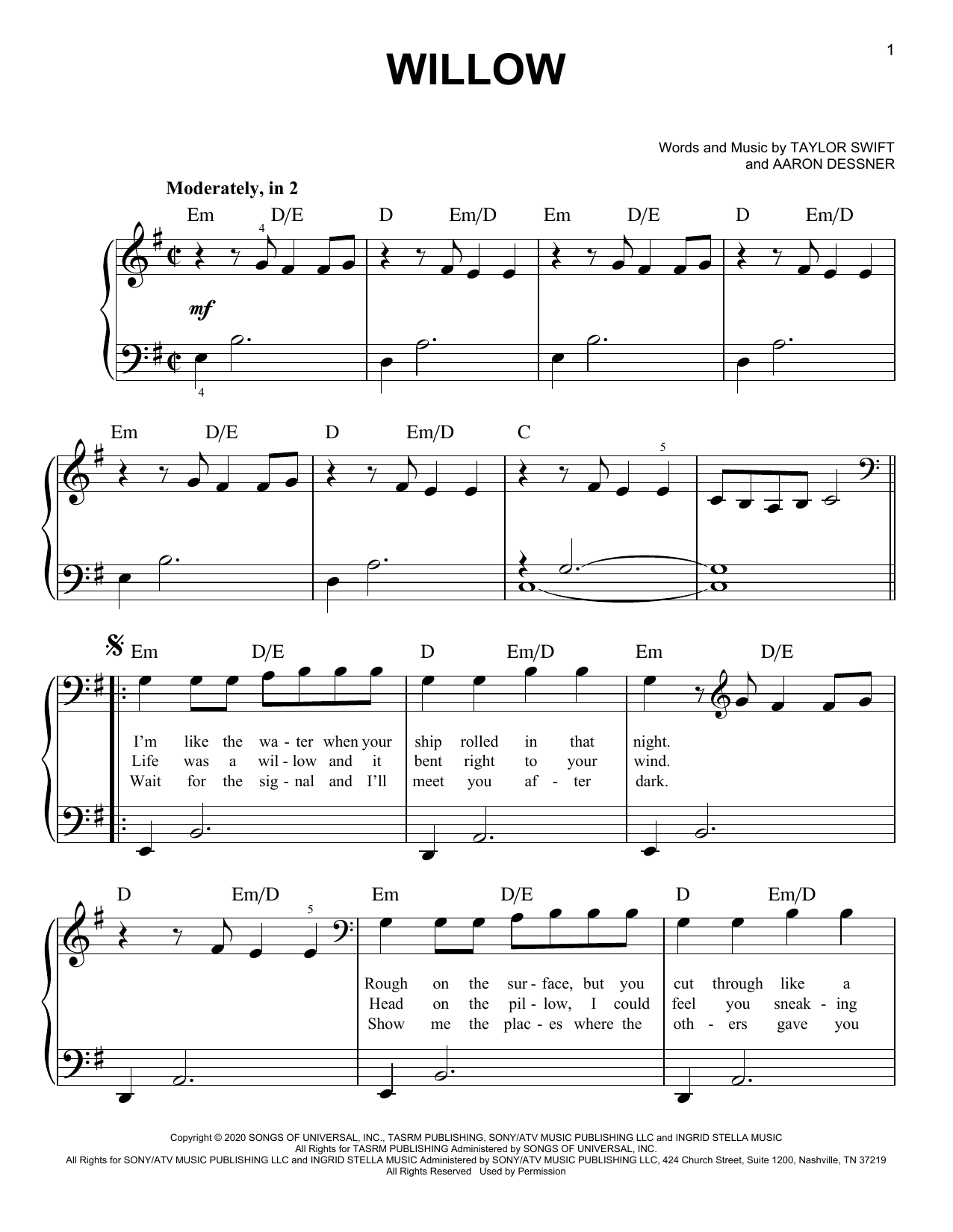 Produktgalerie: Seite 1 von 1 willow, Taylor Swift, Klavier