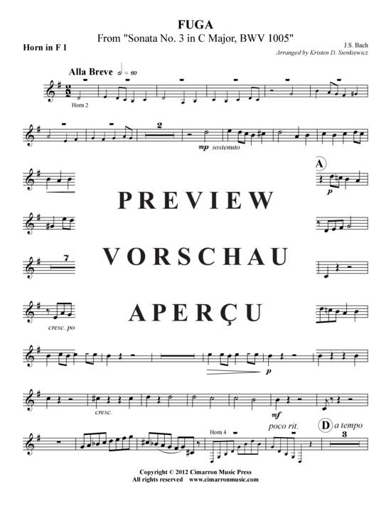 Produktgalerie: Seite 12 von 21 Fuge aus Sonate Nr. 3 in C-Dur, BWV 1005 , , (Hornquartett)