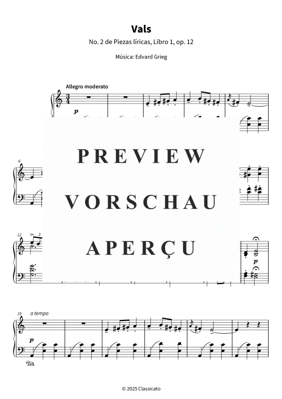 Product gallery: Page 5 of 7 Vals - No. 2 de Piezas líricas, Libro 1, op. 12, , Piano Solo