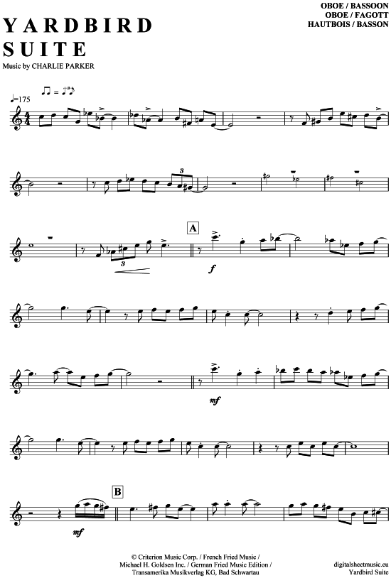 Produktgalerie: Seite 1 von 5 Yardbird Suite - mit Solos , Parker, Charlie, (Oboe / Fagott)