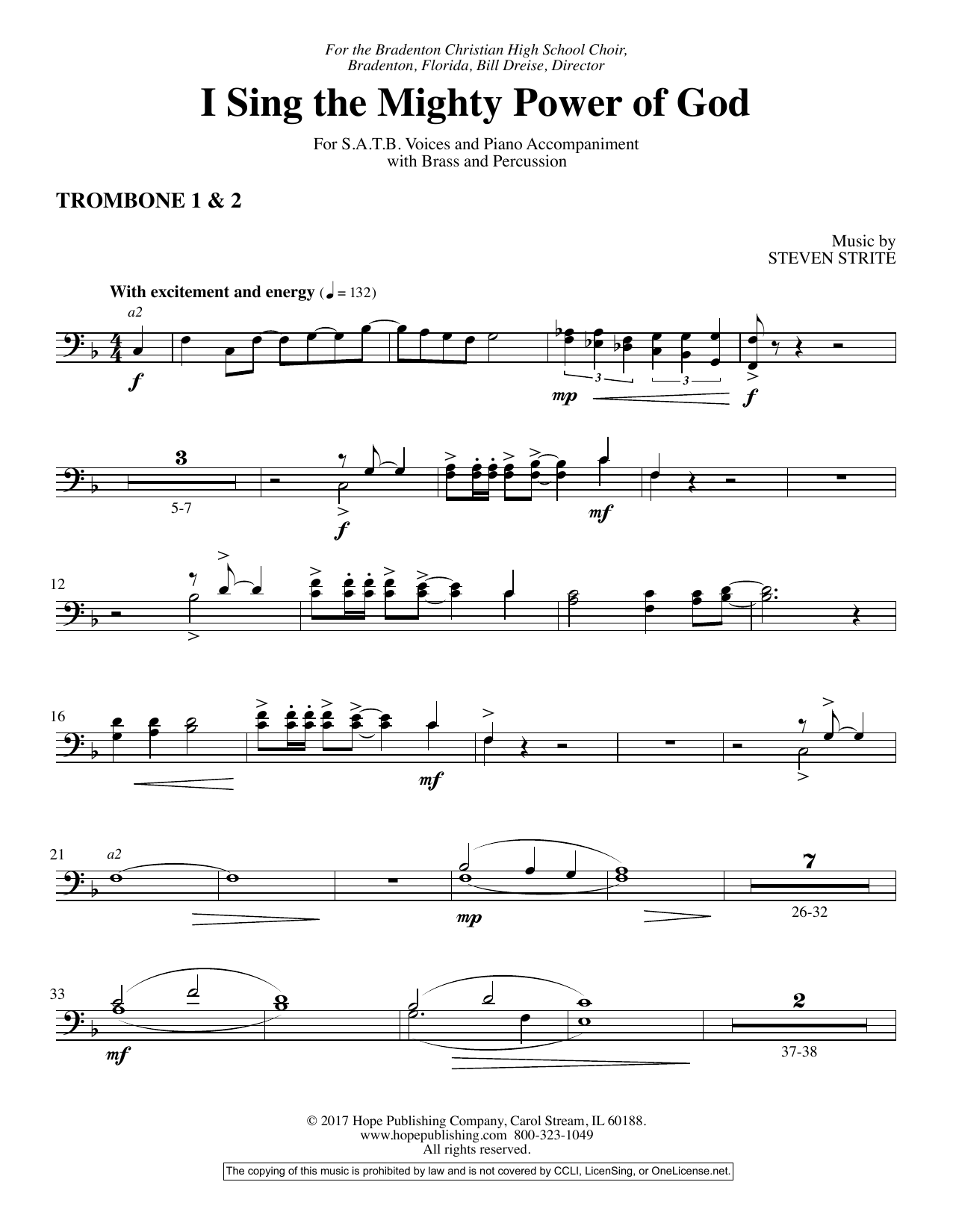 Product picture to: I Sing the Mighty Power of God - Trombone 1 & 2