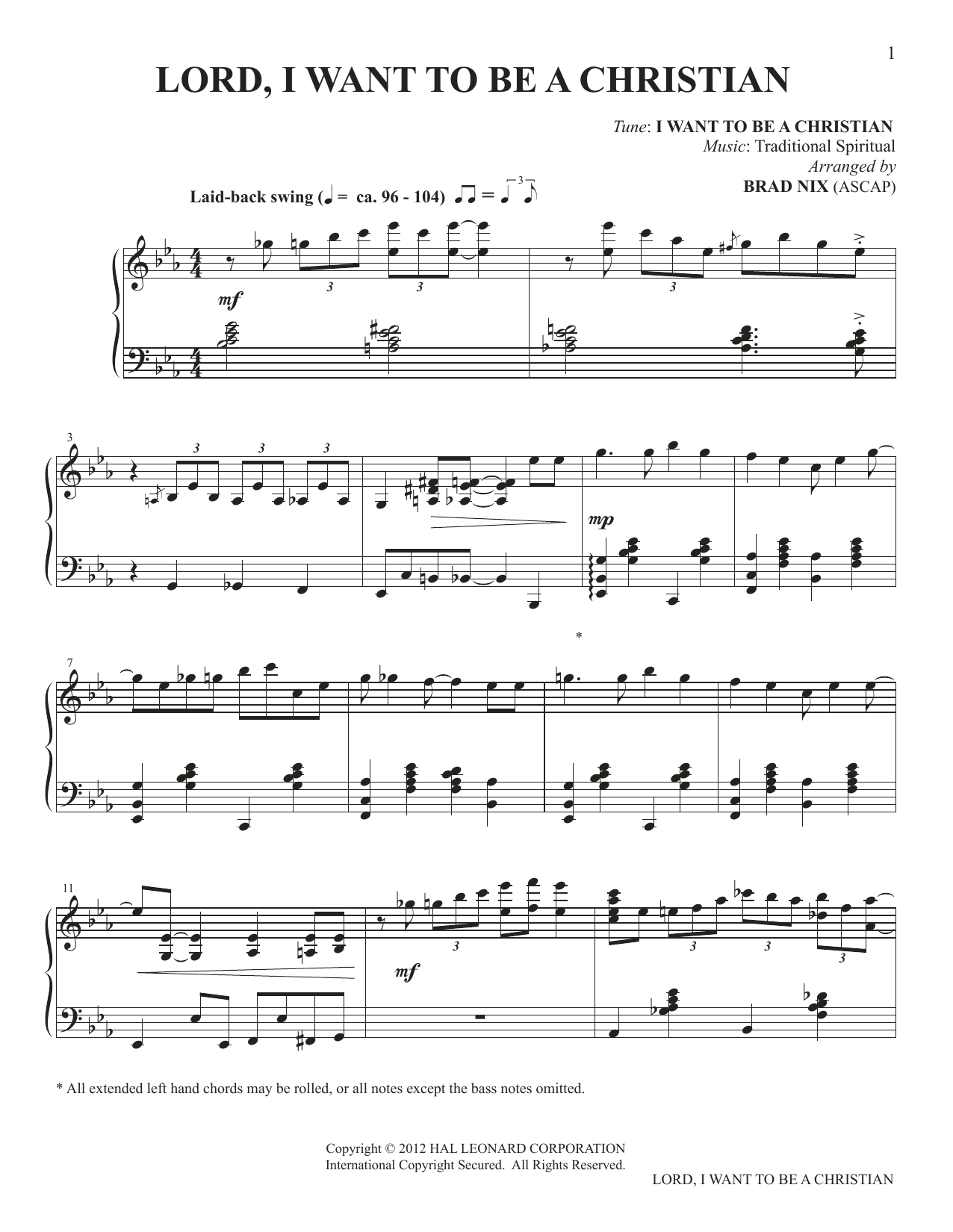 Product picture to: Lord, I Want To Be A Christian (arr. Brad Nix)