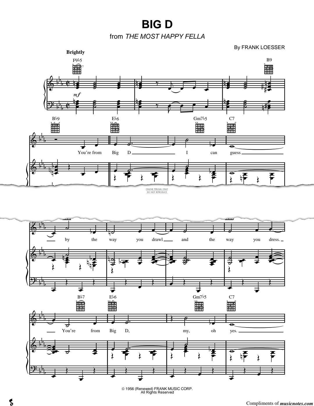 Produktgalerie: Seite 1 von 1 Big D, Frank Loesser, Gesang, Gitarre, Klavier