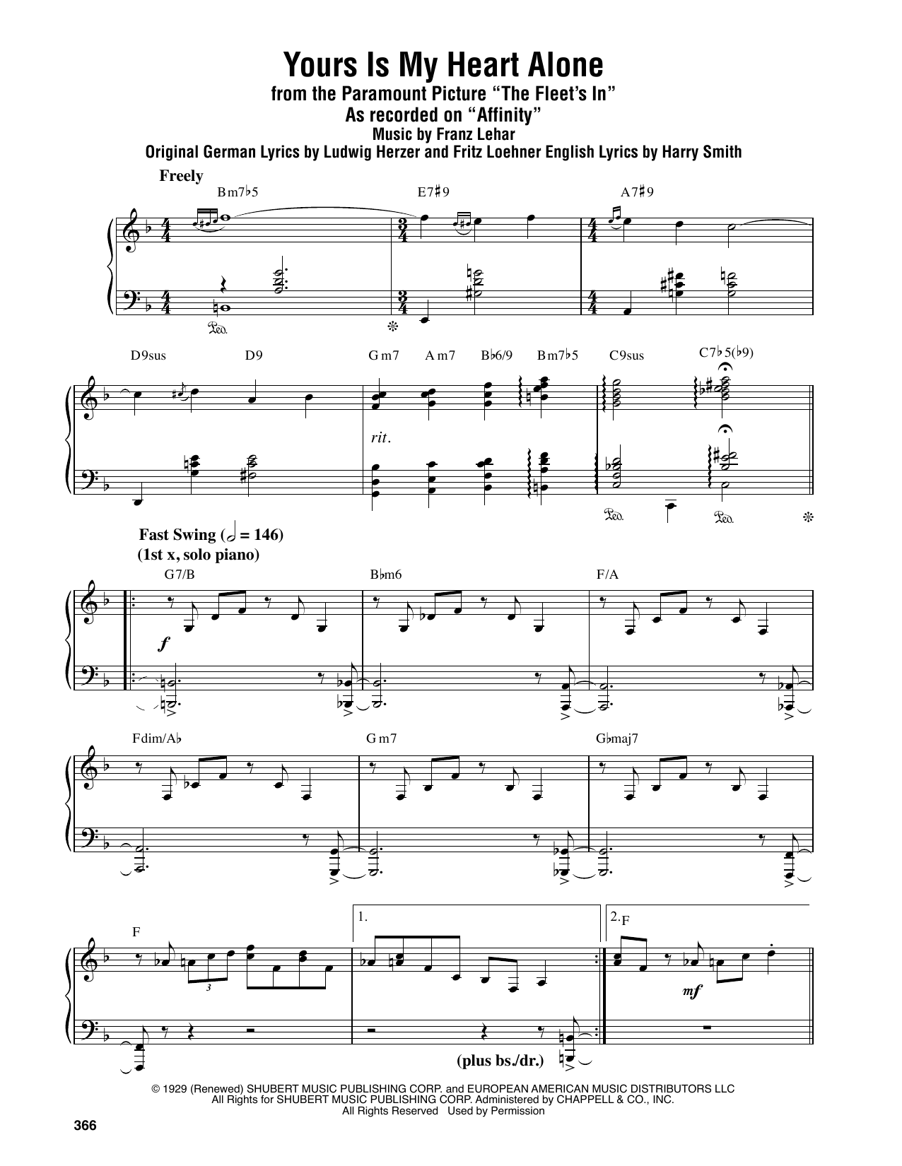 Produktbild zu: Yours Is My Heart Alone (from The Fleet's In)