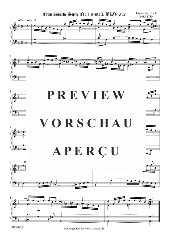 gallery: Französische Suite Nr.1 d-moll, BWV 812, , (Klavier Solo)