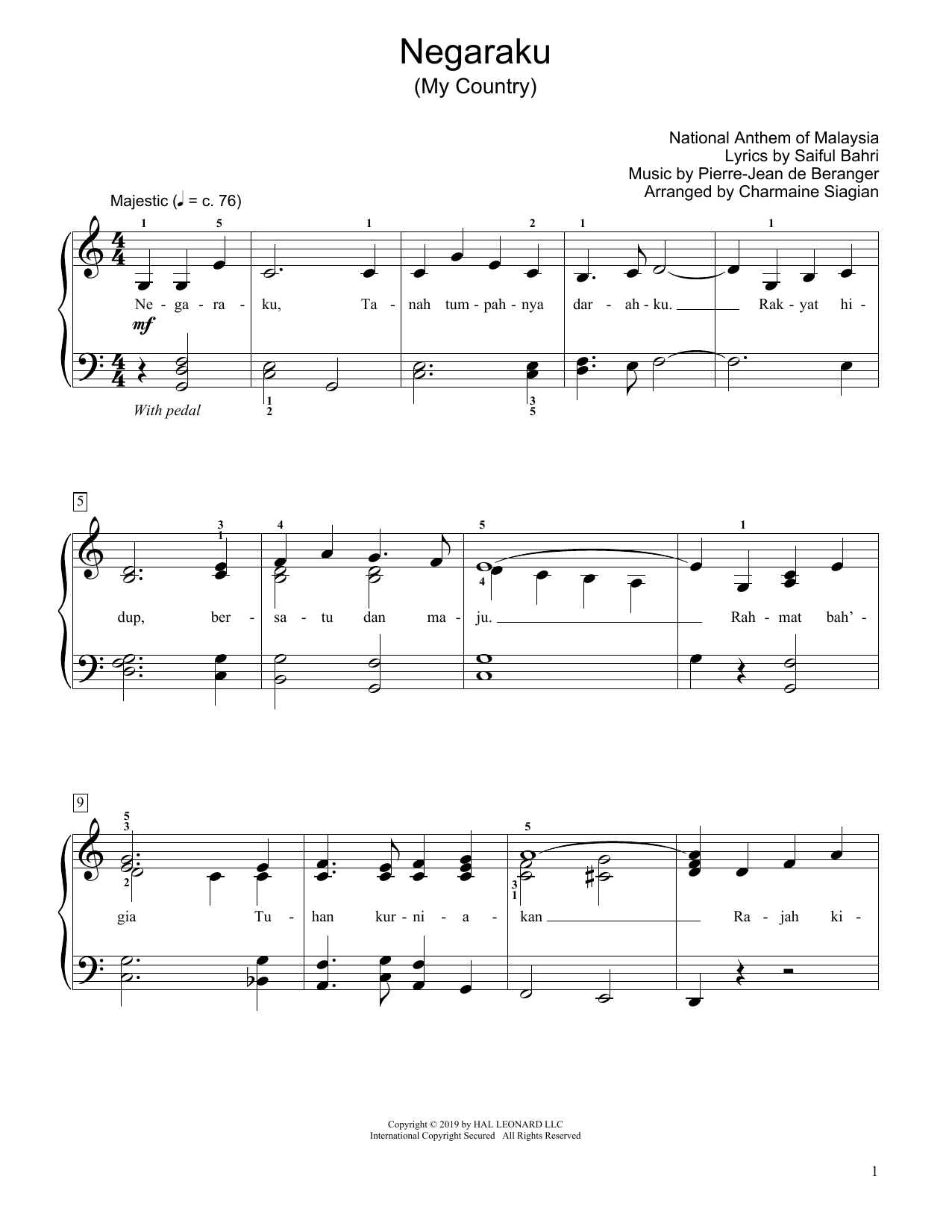 Product picture to: My Country (Negaraku) (arr. Charmaine Siagian)