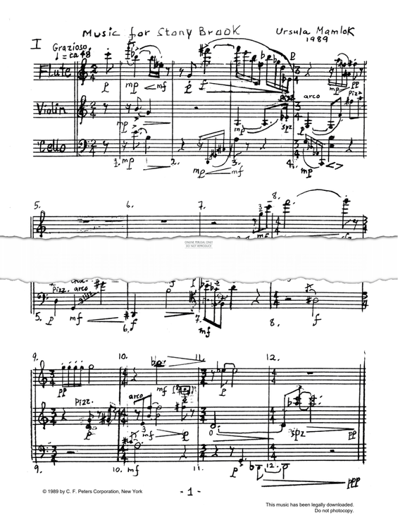 Produktgalerie: Seite 1 von 1 Music For Stony Brook, Ursula Mamlok, Flöte, Violine, Violoncello