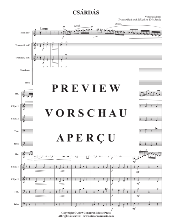 Produktgalerie: Seite 3 von 21 Czardas , , (Blechbläser Quartett + Horn in F Solo)