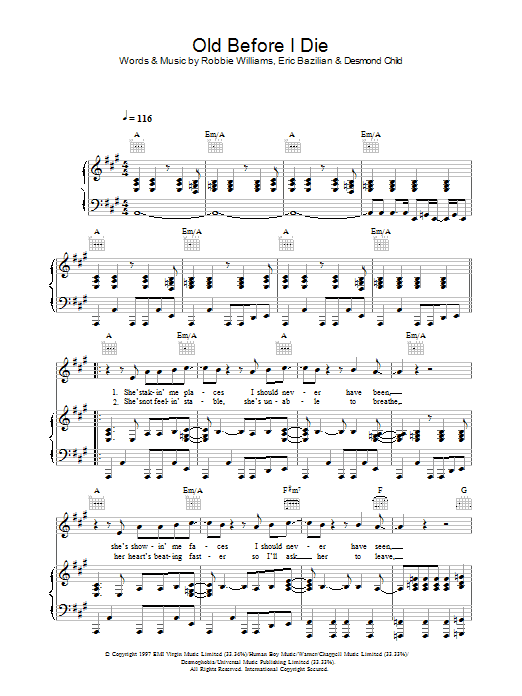 Product picture to:  Old Before I Die - Robbie Williams