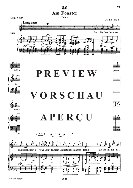 Product gallery: Page 2 of 4 Am Fenster D.878, , Low Voice and Piano