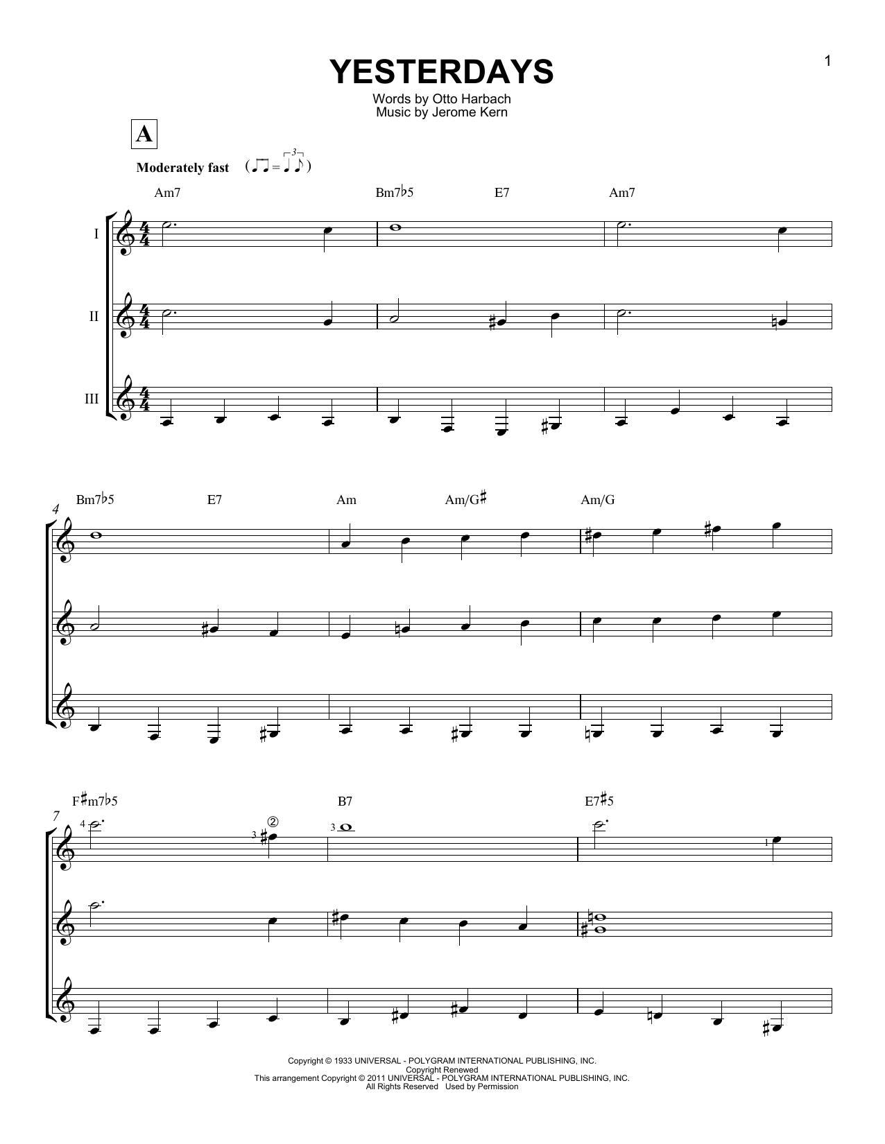 Produktgalerie: Seite 1 von 1 Yesterdays, Jerome Kern, Gitarre