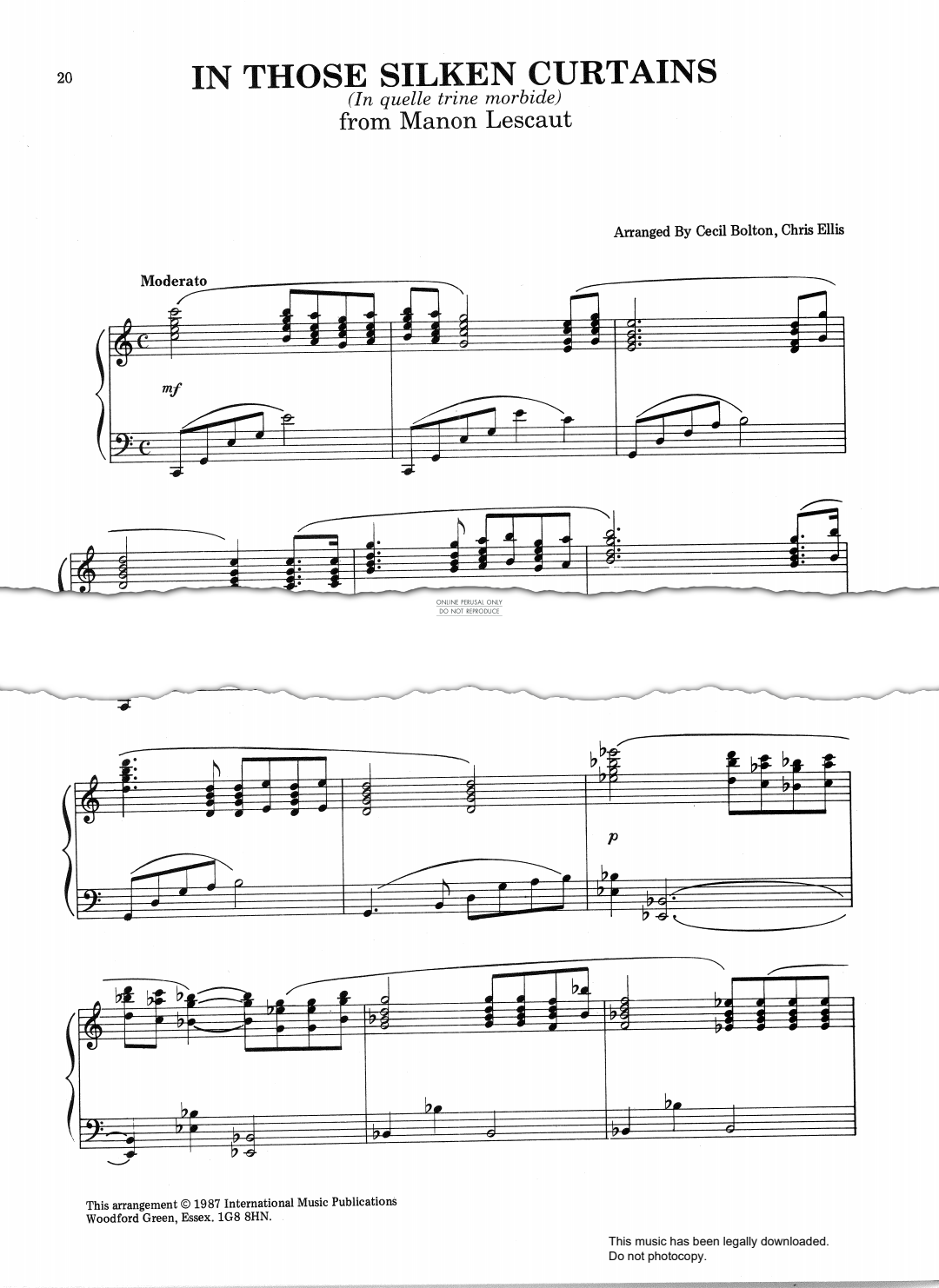 Produktbild zu: In Those Silken Curtains (from 'Manon Lescaut')