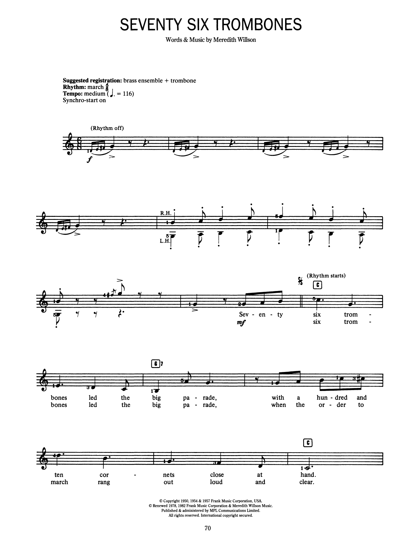 Produktgalerie: Seite 1 von 1 Seventy Six Trombones (from The Music Man), Meredith Willson, Melodieinstrument