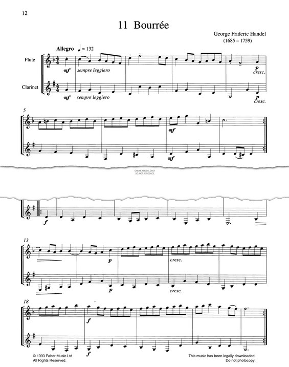 Product gallery: Page 1 of 1 Bourrée, George Frideric Handel