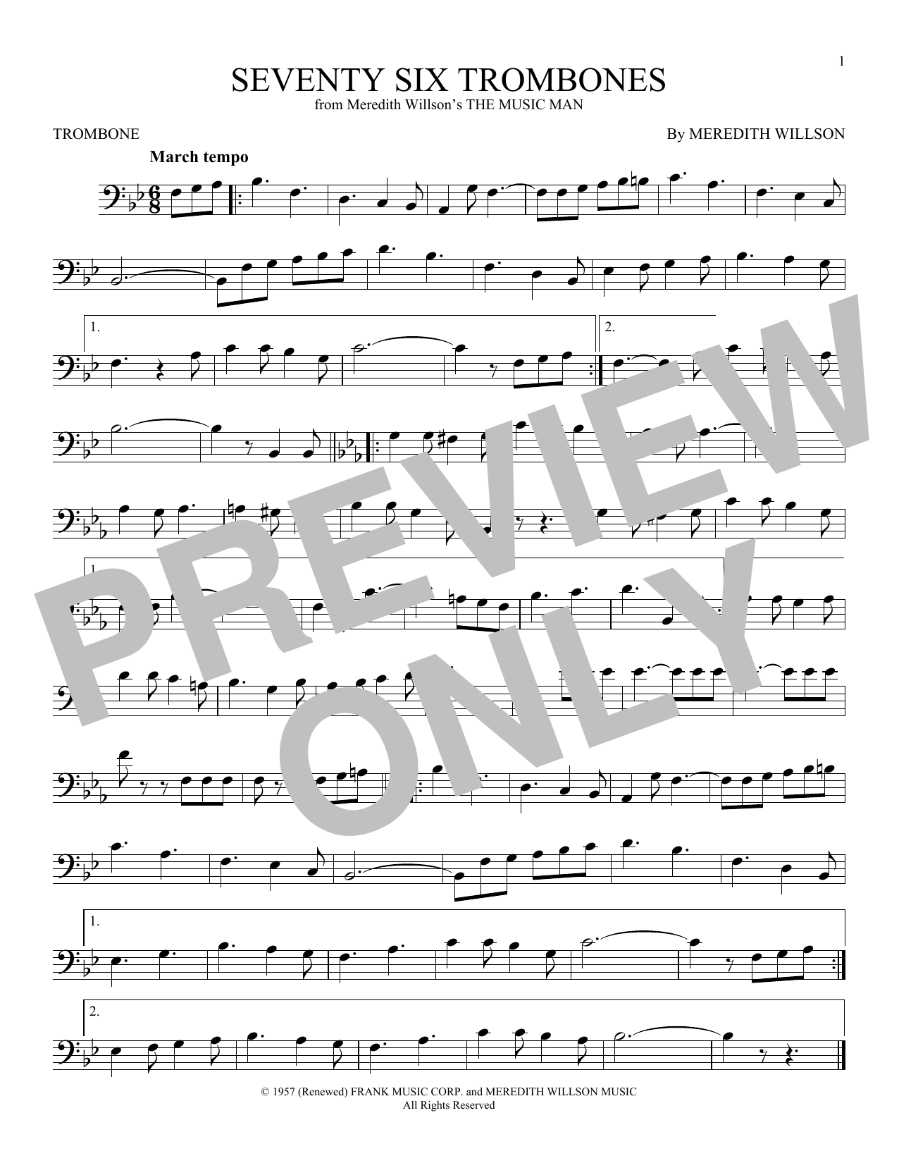 Product gallery: Page 1 of 1 Seventy Six Trombones, Meredith Willson