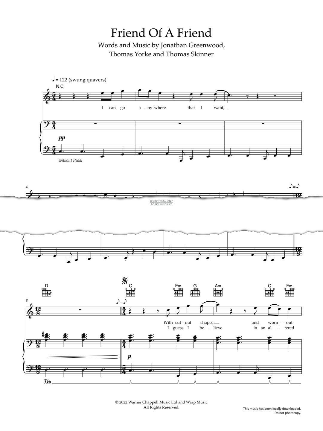 Produktgalerie: Seite 1 von 1 Friend Of A Friend, The Smile, Gesang, Gitarre, Klavier