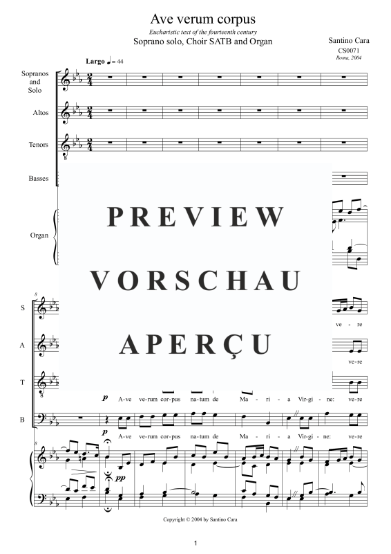 Produktgalerie: Seite 2 von 11 Ave verum corpus, , Sopran, Gemischter Chor und Orgel