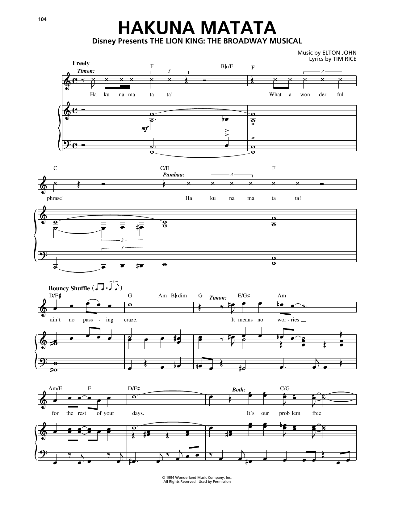 Produktbild zu: Hakuna Matata (from The Lion King: Broadway Musical)