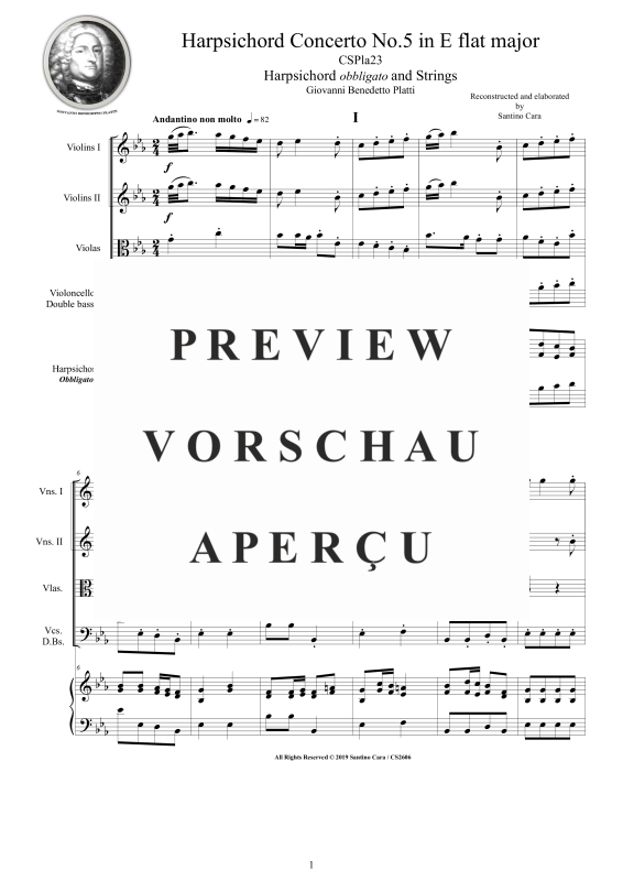 Produktgalerie: Seite 2 von 11 Cembalo Konzert Nr. 5 in Es-Dur, , Cembalo und Streichorchester