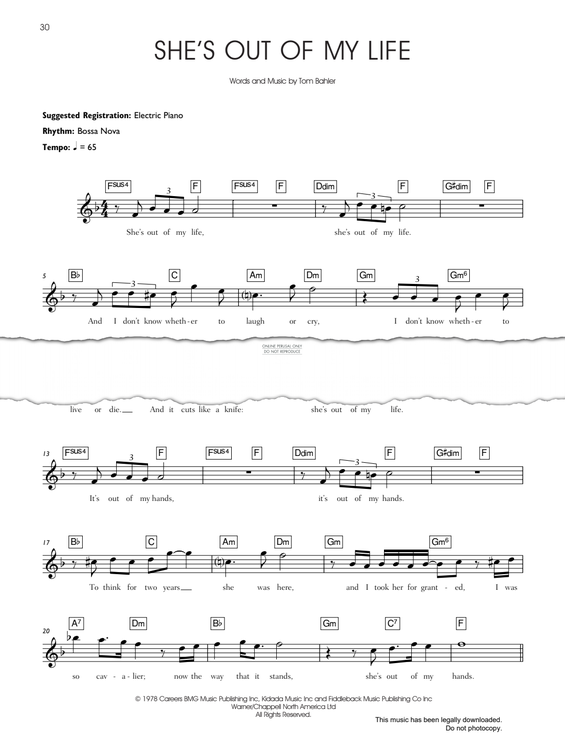 Produktgalerie: Seite 1 von 1 She's Out Of My Life, Michael Jackson, Gesang, Gitarre, Keyboard