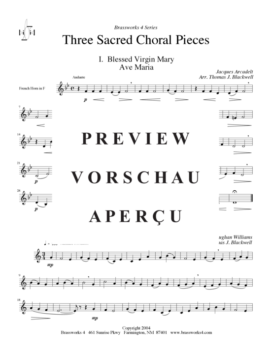 Produktgalerie: Seite 5 von 14 Drei geistliche Choral-Stücke  , , (2xTromp in B/C, Horn in F, Pos)