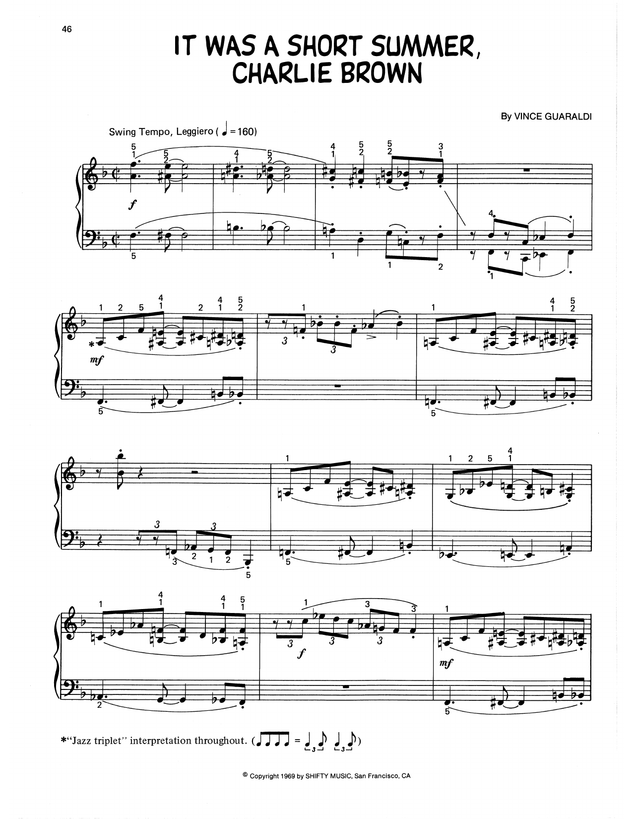 Produktgalerie: Seite 1 von 1 It Was A Short Summer, Charlie Brown (arr. Lee Evans), Vince Guaraldi, Klavier