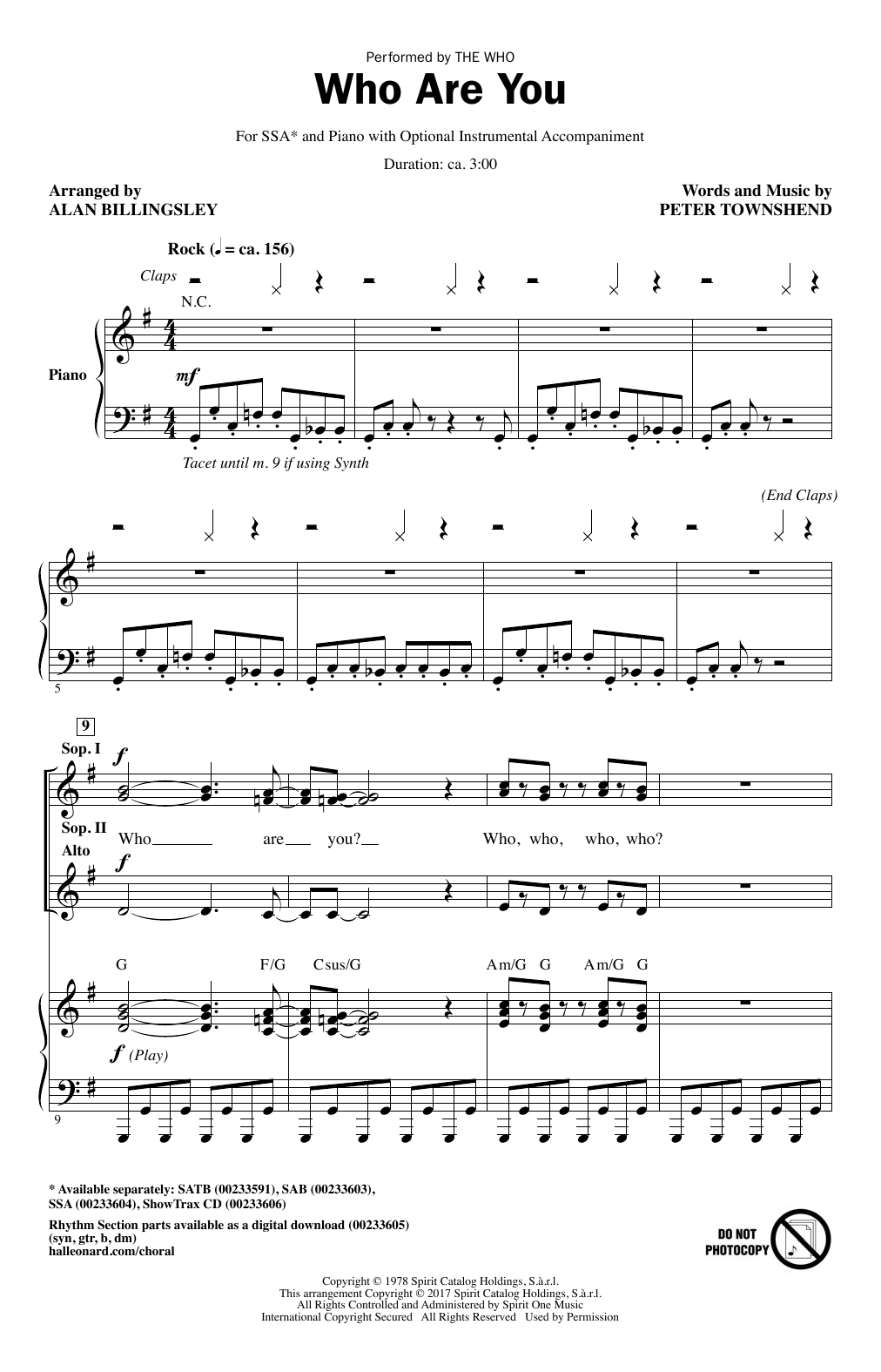Produktgalerie: Seite 1 von 1 Who Are You (arr. Alan Billingsley), The Who, Chor