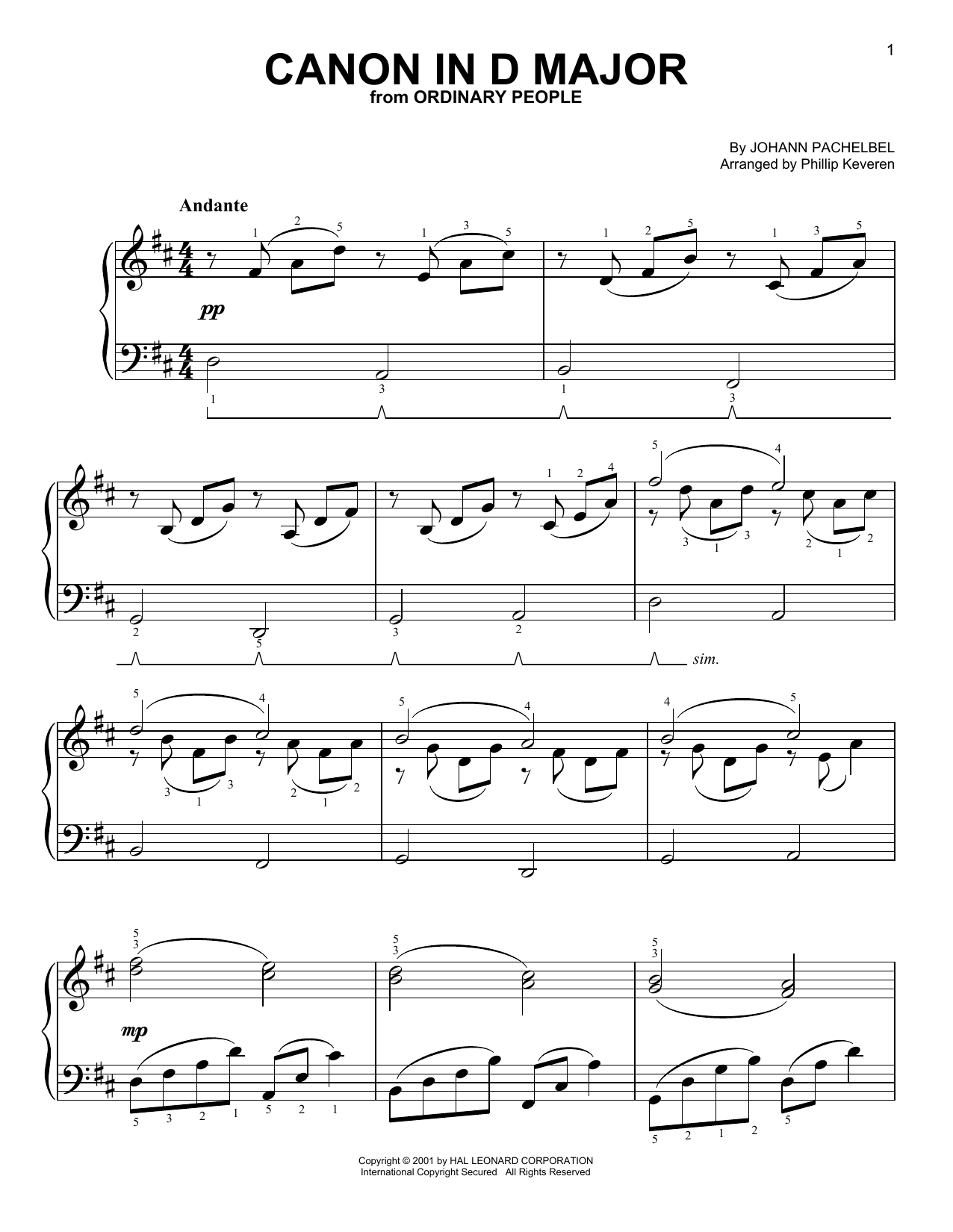 Product gallery: Page 1 of 1 Canon In D (arr. Phillip Keveren), Johann Pachelbel