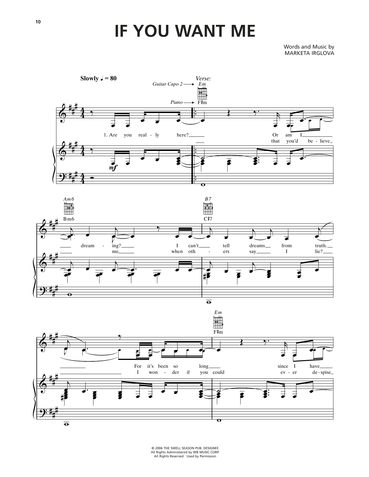 Produktgalerie: Seite 1 von 1 If You Want Me (from Once), Markéta Irglová, Gesang, Gitarre, Klavier