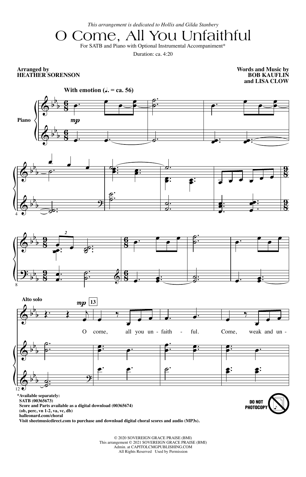 Product picture to: O Come All You Unfaithful (arr. Heather Sorenson)