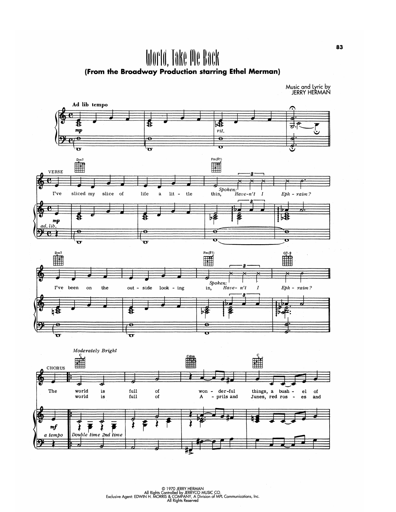 Produktgalerie: Seite 1 von 1 World, Take Me Back (from Hello, Dolly!), Jerry Herman, Gesang, Gitarre, Klavier