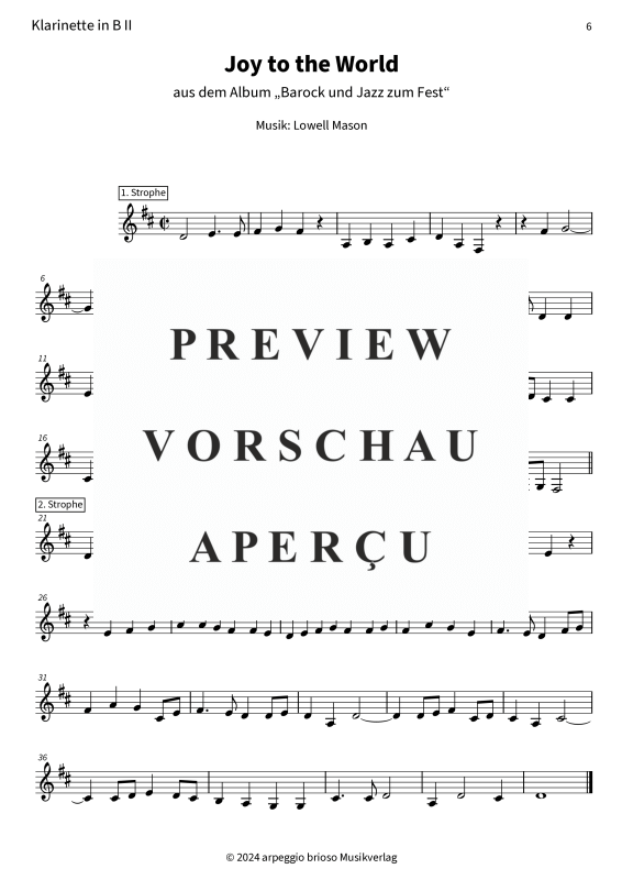 Product gallery: Page 8 of 8 Joy to the World - aus dem Album Barock und Jazz zum Fest, , (Duet 2x clarinet in Bb)