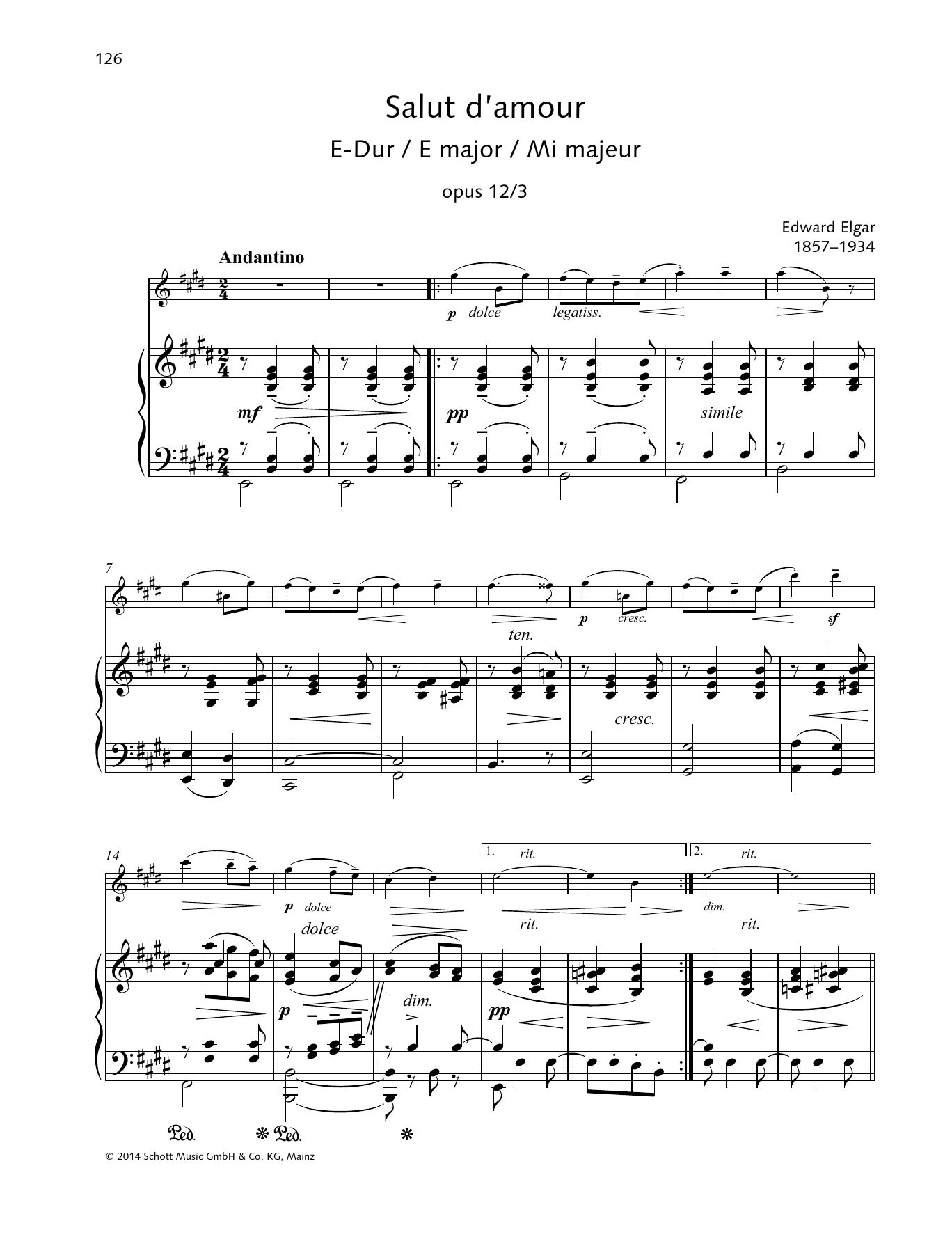 Product gallery: Page 1 of 1 Salut d'amour E major, Edward Elgar