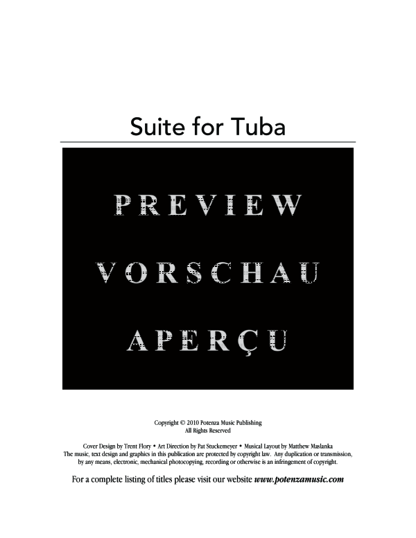 Produktgalerie: Seite 3 von 11 Suite for Tuba, , (Tuba Solo mit Percussion, Celesta, Harfe + Klavier)