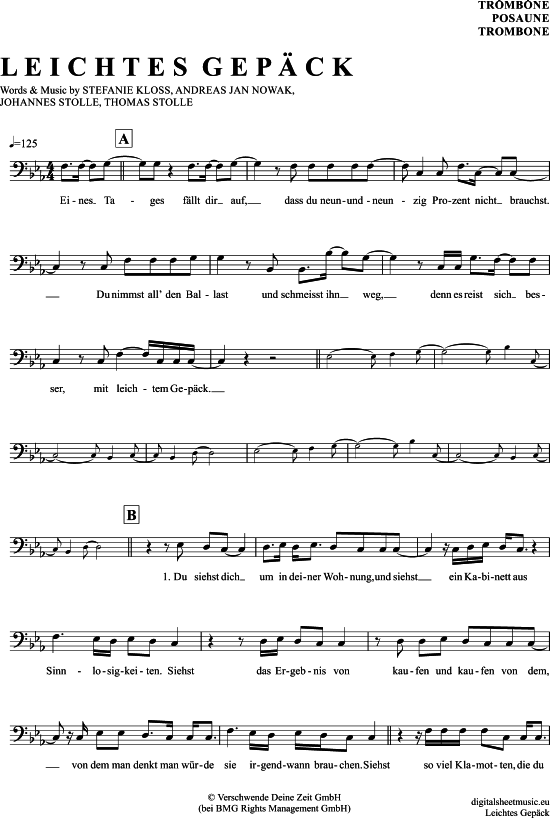 Product gallery: Page 1 of 4 Leichtes Gepäck , Silbermond, (Posaune / Bariton)
