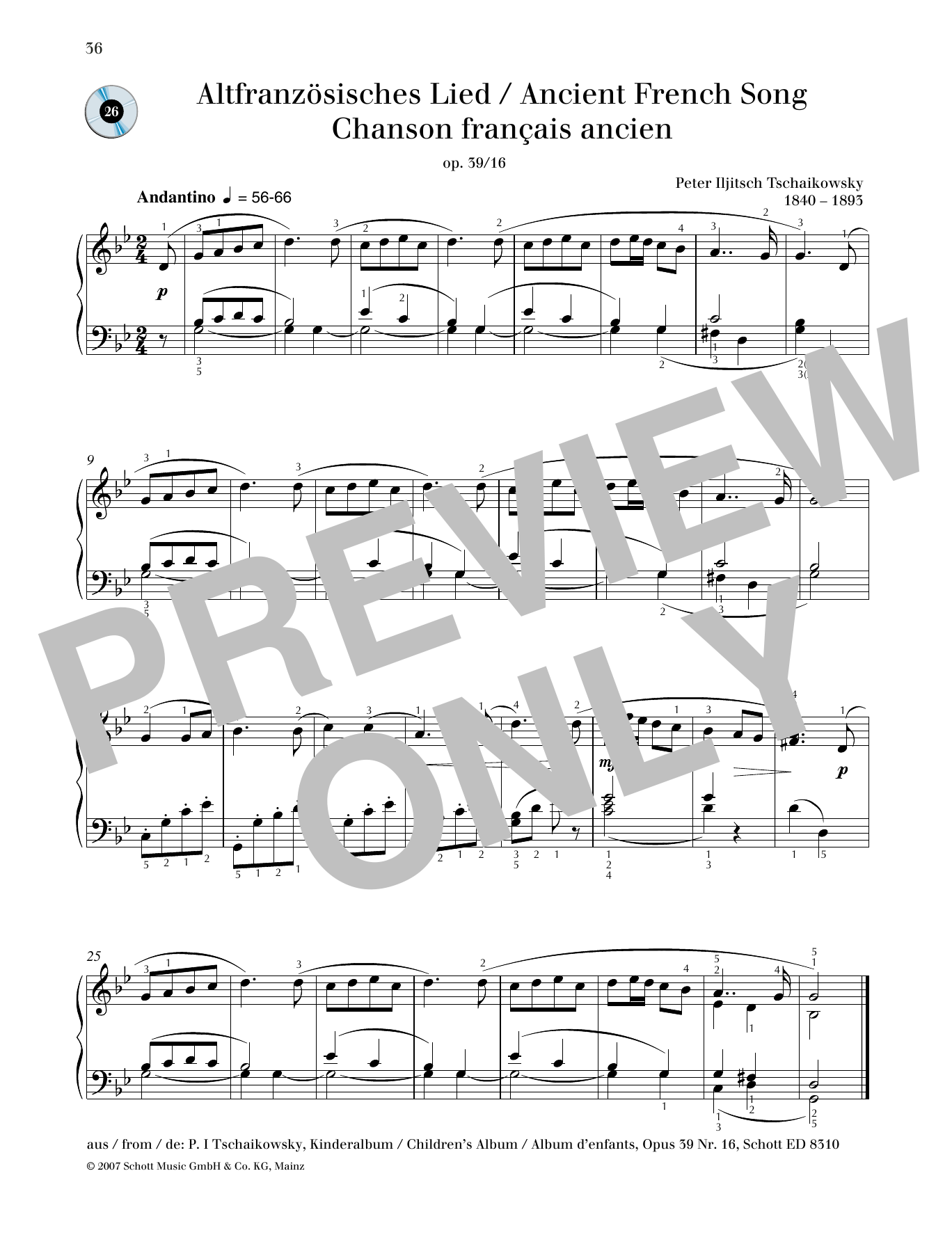 Product gallery: Page 1 of 1 Ancient French Song, Pyotr Il'yich Tchaikovsky