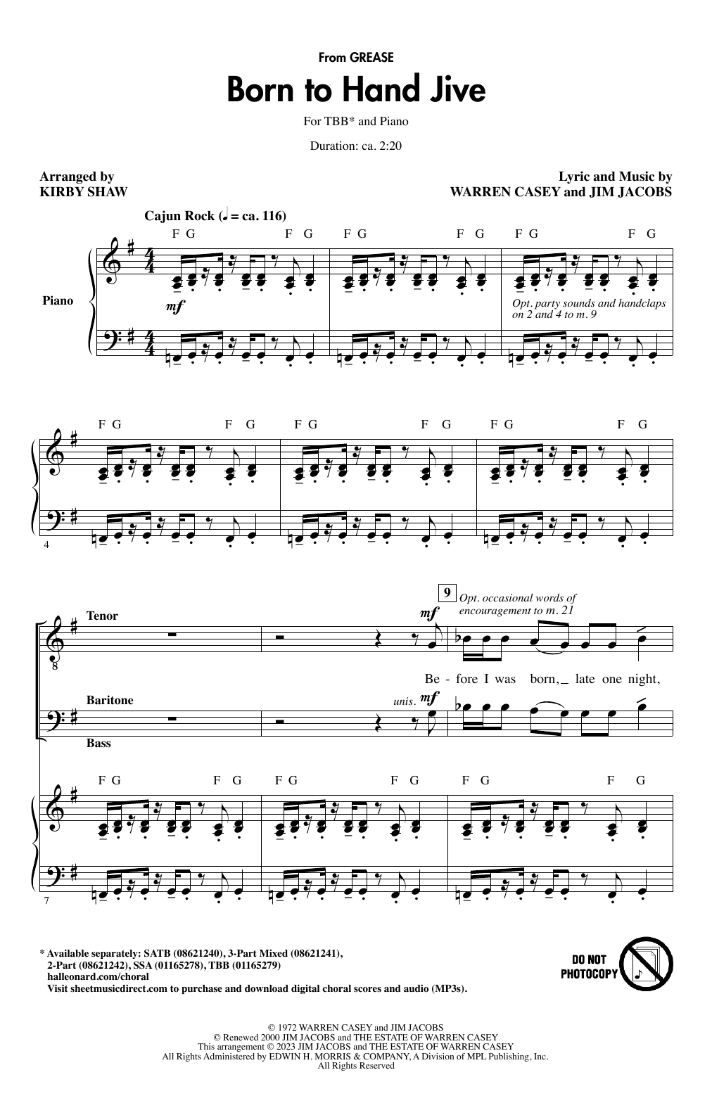 Product picture to: Born To Hand Jive (from Grease) (arr. Kirby Shaw)