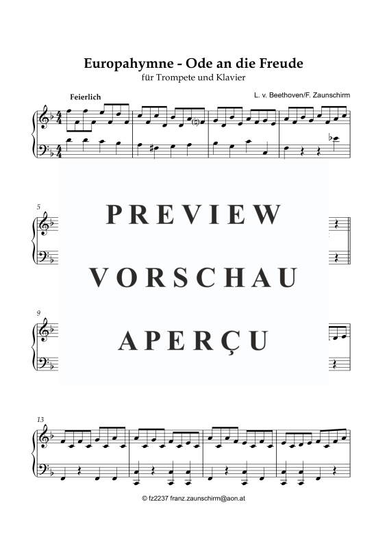Product gallery: Page 6 of 10 Europhymne - Ode an die Freude, , Trumpet In Bb and Piano