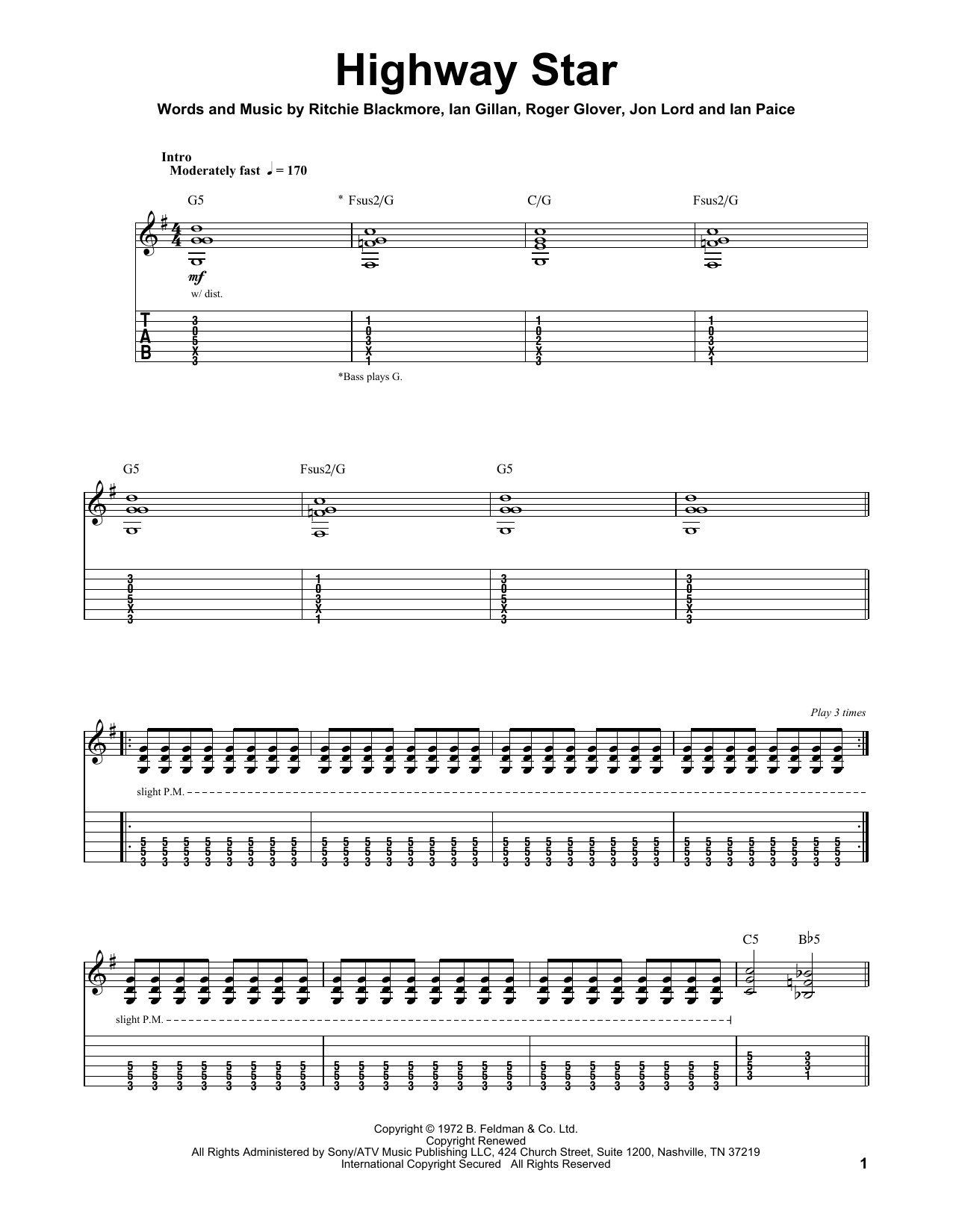 Produktgalerie: Seite 1 von 1 Highway Star, Deep Purple, Gitarre
