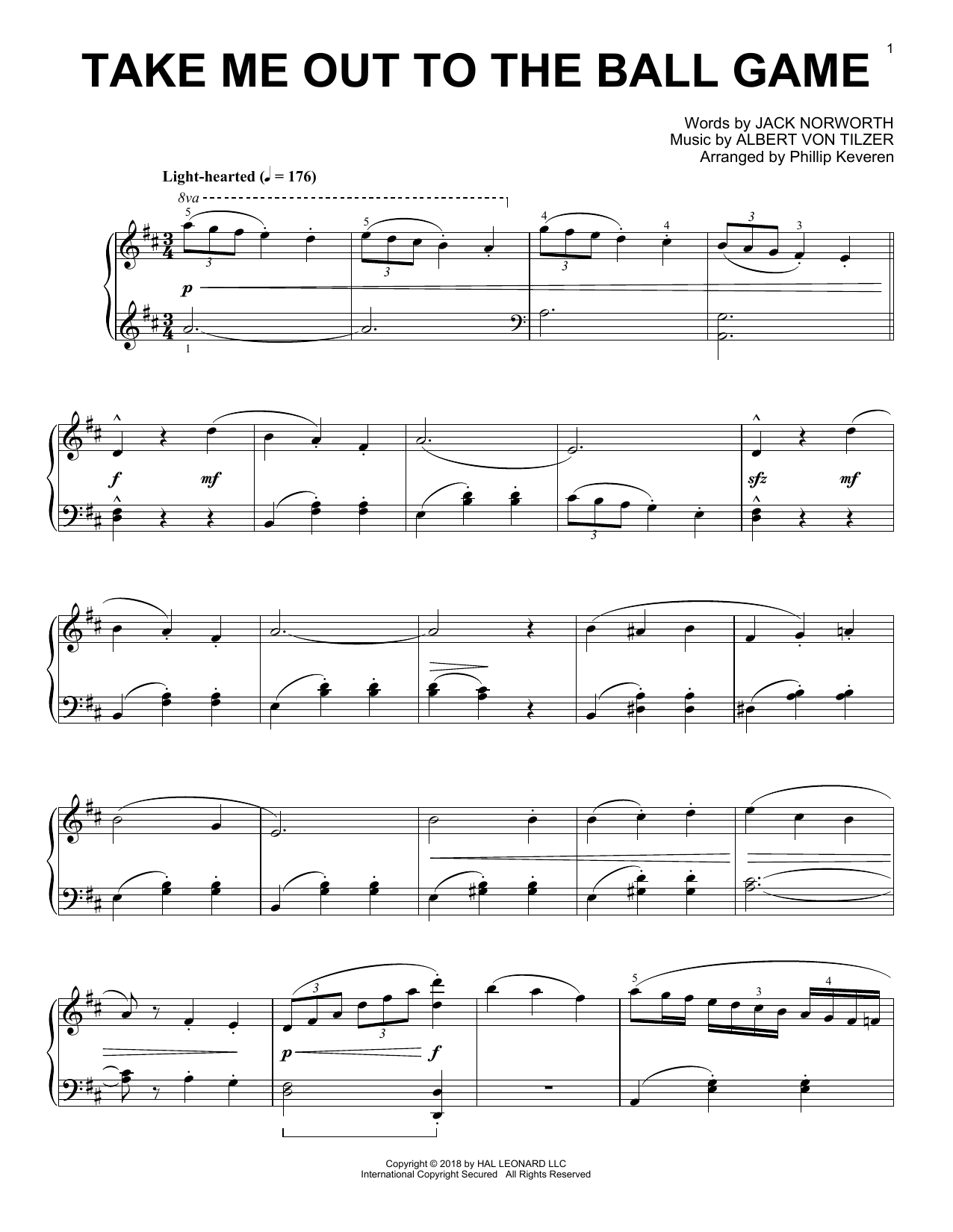 Product gallery: Page 1 of 1 Take Me Out To The Ball Game [Jazz version] (arr. Phillip Keveren), Albert von Tilzer