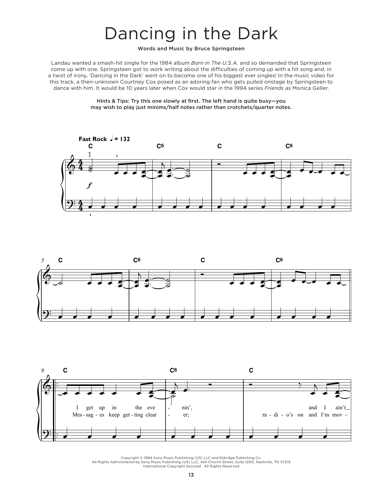 Produktgalerie: Seite 1 von 1 Dancing In The Dark, Bruce Springsteen, Klavier