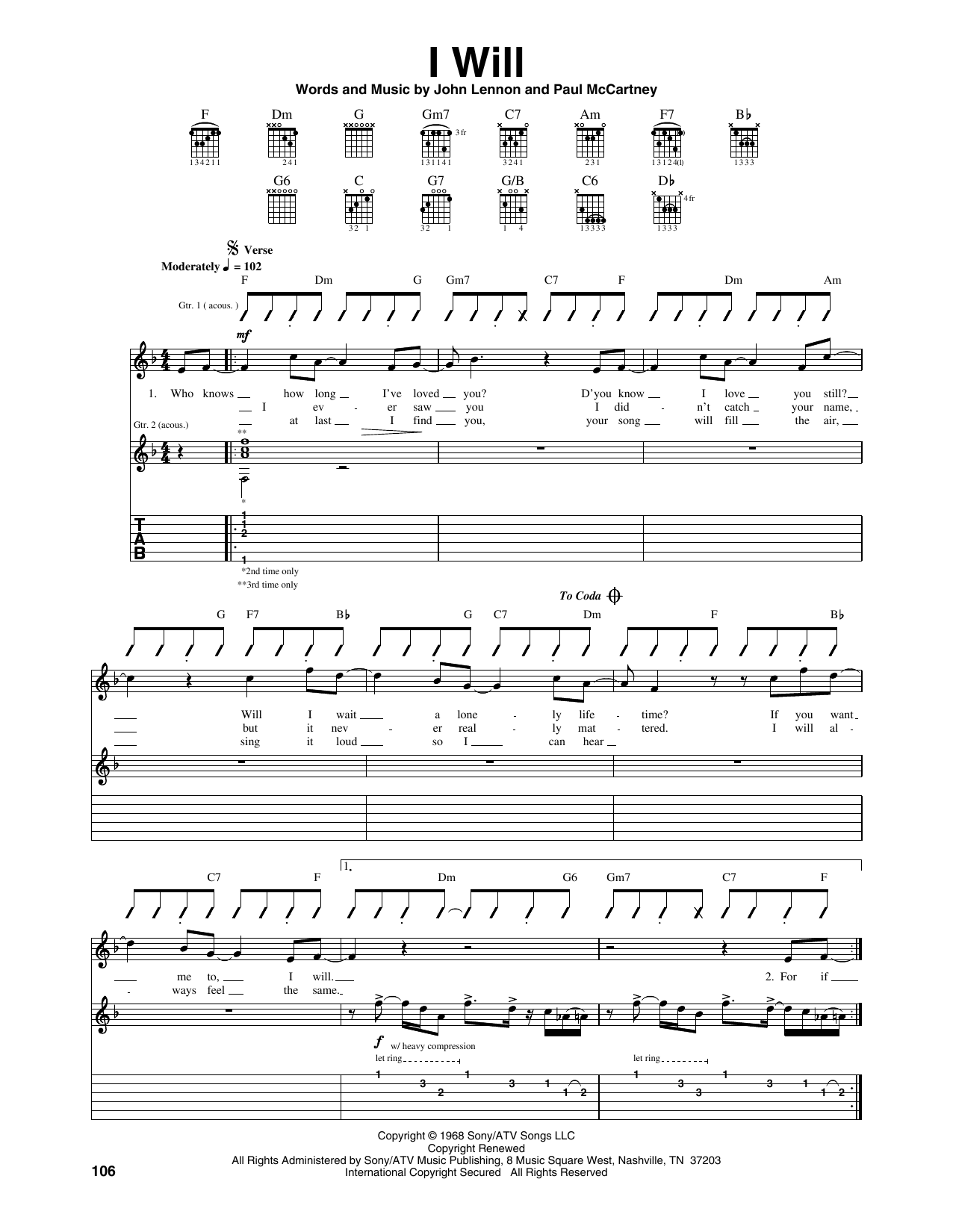 Produktgalerie: Seite 1 von 1 I Will, The Beatles, Gitarre