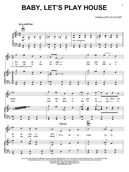 Produktgalerie: Seite 1 von 1 Baby, Let's Play House, Elvis Presley, Gesang, Gitarre, Klavier