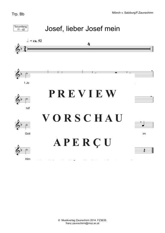 Produktgalerie: Seite 3 von 4 Josef, lieber Josef mein , , (Trompete in B + Klavier)