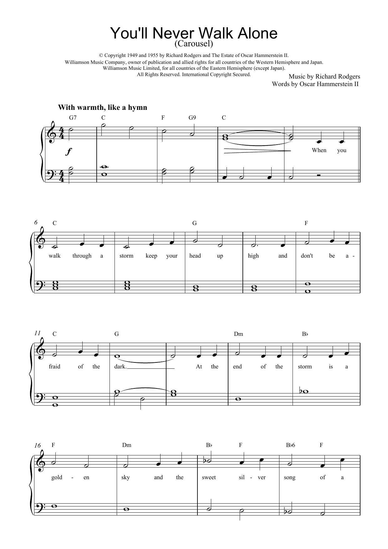 Produktgalerie: Seite 1 von 1 You'll Never Walk Alone (from Carousel), Rodgers & Hammerstein, Klavier
