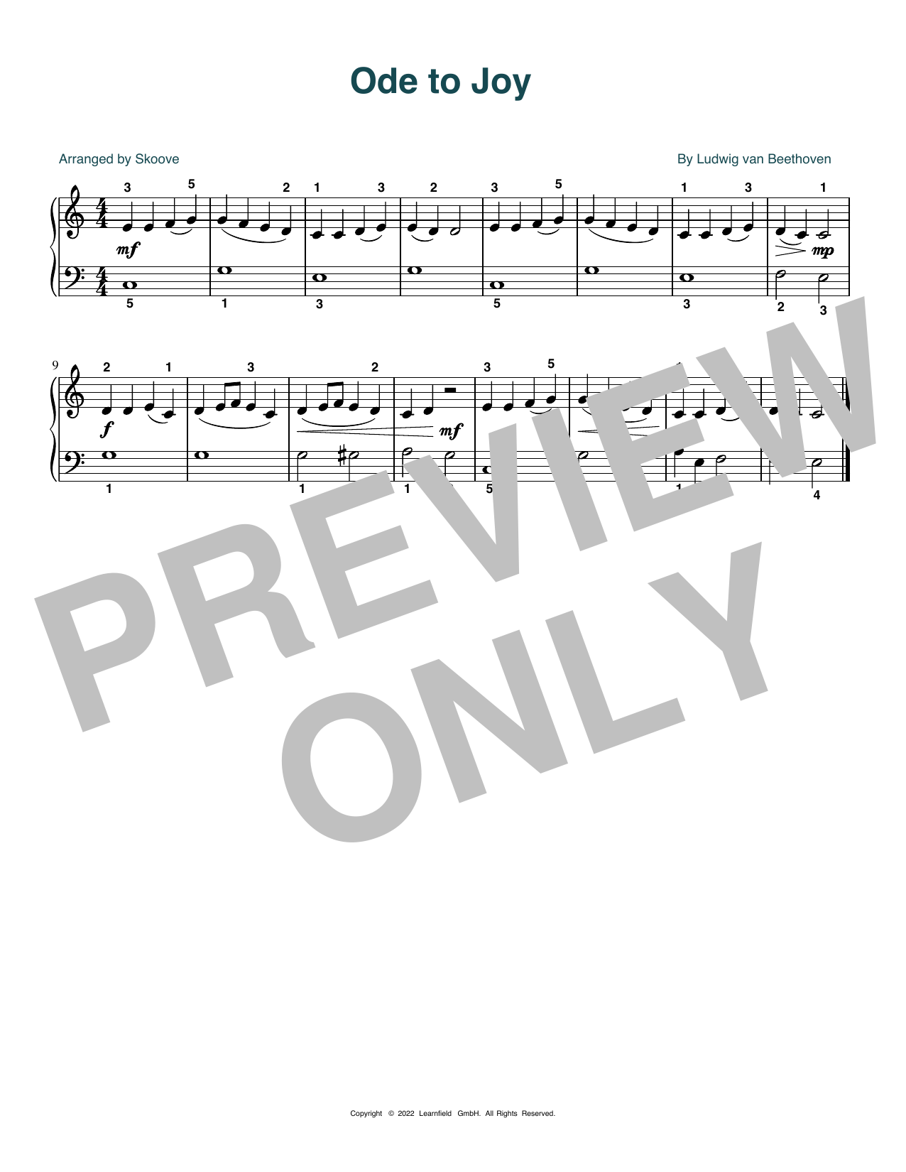 Product picture to: Ode To Joy (arr. Skoove)