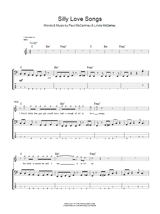 Produktgalerie: Seite 1 von 1 Silly Love Songs, Paul McCartney & Wings, E-Bass