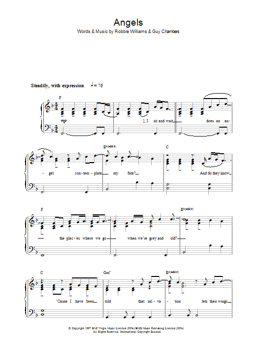 Produktgalerie: Seite 1 von 1 Angels, Robbie Williams, Gesang, Gitarre, Klavier