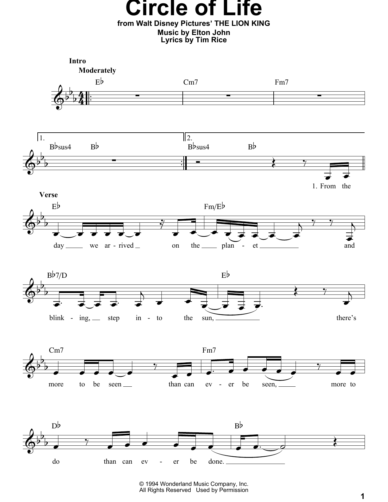 Produktbild zu: Circle Of Life (from The Lion King)